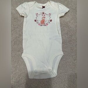 Carter's White and Orange Bodysuit with Cat Design